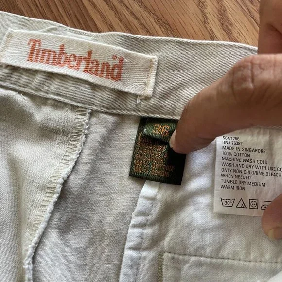 Timberland Men Shorts STRATHAM TWILL Khaki Beige Cotton Shorts Size 36 - Picture 4 of 9